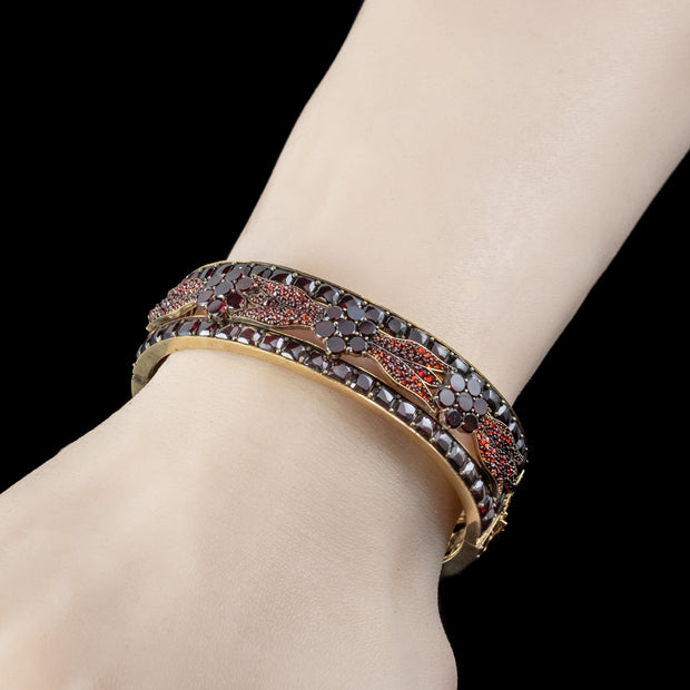 Antique Victorian Bohemian Garnet Eternity Bangle 