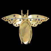 Antique Victorian Butterfly Brooch Mabe Pearl Ruby Sapphire Opal