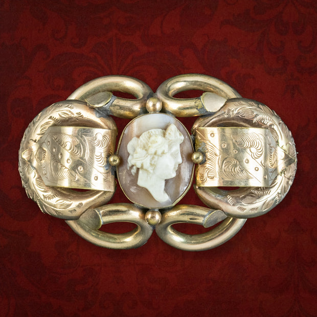 Antique Victorian Cameo Brooch Pinchbeck Gold Gilt