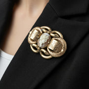 Antique Victorian Cameo Brooch Pinchbeck Gold Gilt
