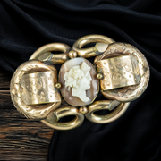 Antique Victorian Cameo Brooch Pinchbeck Gold Gilt
