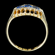 Antique Victorian Ceylon Sapphire Diamond Cluster Ring Dated 1900