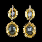 Antique Victorian Citrine Drop Earrings 18ct Gold