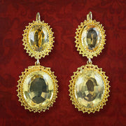 Antique Victorian Citrine Drop Earrings 18ct Gold