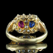 Antique Victorian Cluster Ring Entwined Diamond Sapphire Ruby Heart