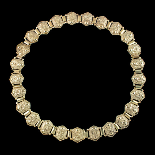 Antique Victorian Collar And Bracelet Set Silver 18ct Gold Gilt