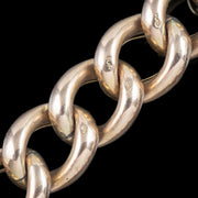 Antique Edwardian Curb Bracelet 9ct Gold With Heart Padlock Dated 1906