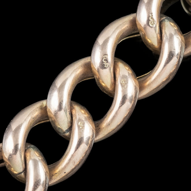 Antique Edwardian Curb Bracelet 9ct Gold With Heart Padlock Dated 1906