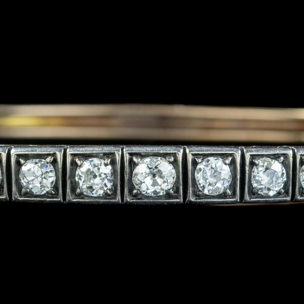 Antique Victorian Diamond Bangle Silver 18ct Gold 1.3ct Diamond
