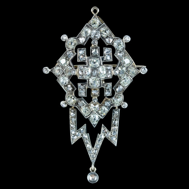 Antique Victorian Diamond Dropper Brooch 5ct Total