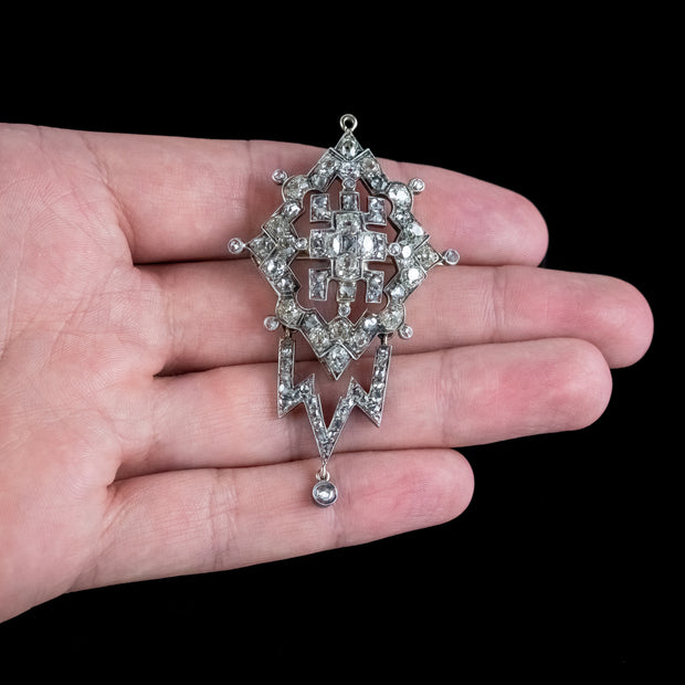 Antique Victorian Diamond Dropper Brooch 5ct Total