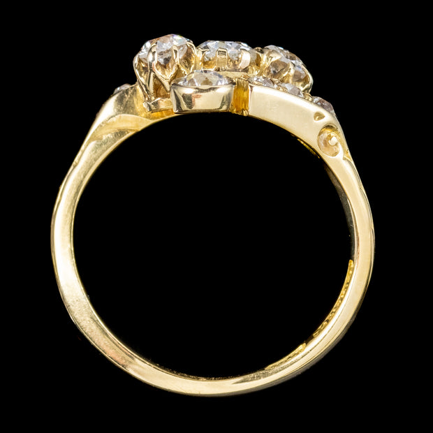 Antique Victorian Diamond Cluster Twist Ring 1ct Total