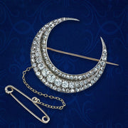 Antique Victorian Diamond Crescent Moon Brooch 3.5ct Total