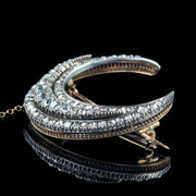 Antique Victorian Diamond Crescent Moon Brooch 3.5ct Total