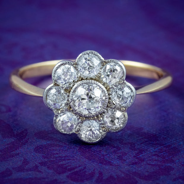 Antique Victorian Diamond Daisy Cluster Ring 0.76ct Total 