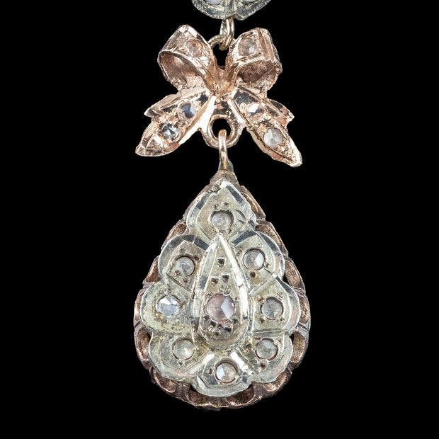 Antique Victorian Diamond Drop Earrings 9ct Gold