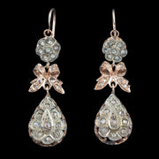 Antique Victorian Diamond Drop Earrings 9ct Gold