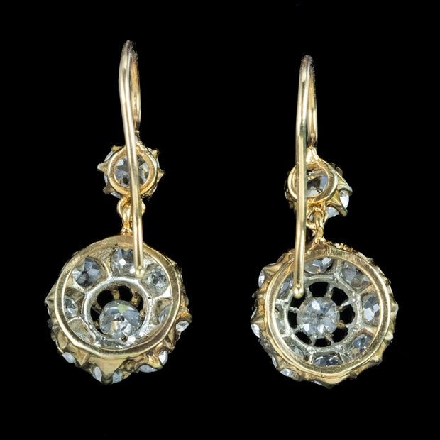 Antique Victorian Diamond Drop Earrings 1.85ct Total