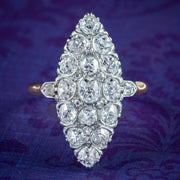 Antique Victorian Diamond Navette Cluster Ring 2.5ct Total