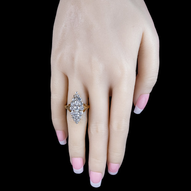 Antique Victorian Diamond Navette Cluster Ring 2.75ct Total