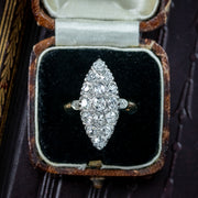 Antique Victorian Diamond Navette Cluster Ring 2.5ct Total