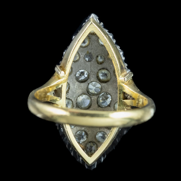 Antique Victorian Diamond Navette Ring 2ct Total