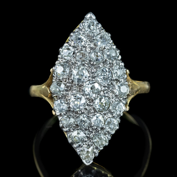 Antique Victorian Diamond Navette Ring 2ct Total