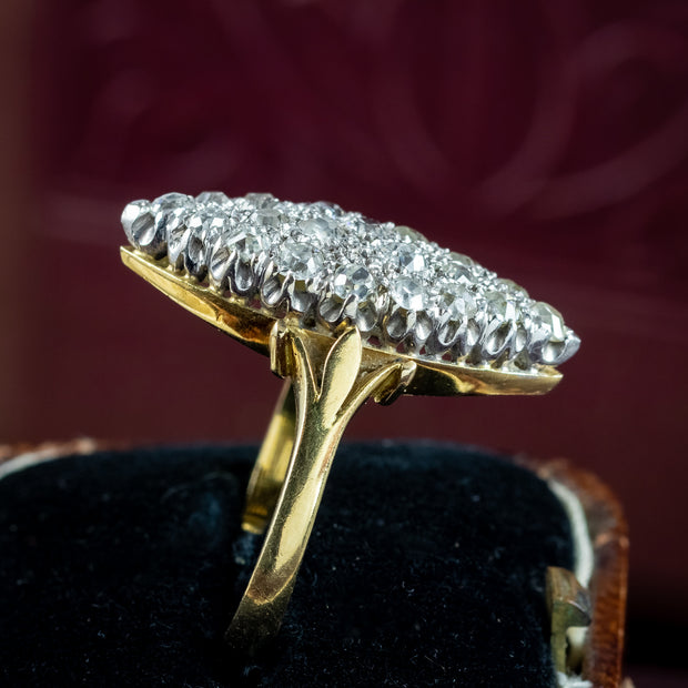 Antique Victorian Diamond Navette Ring 2ct Total