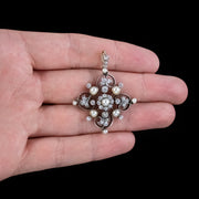 Antique Victorian Diamond Pearl Pendant 1.5ct Of Diamond 