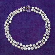 Antique Victorian Double Baroque Pearl Choker Necklace Amethyst Clasp
