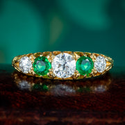 Antique Victorian Emerald Diamond Ring With Cert 