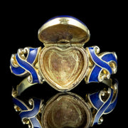 Antique Victorian Enamel Pearl Mourning Heart Ring With Locket Dated 1866