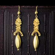 Antique Victorian Etruscan Revival Drop Earrings 15ct Gold