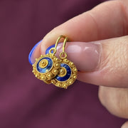 Antique Victorian Etruscan Enamel Earrings 18ct Gold