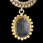 Antique Victorian Etruscan Garnet Charm Bracelet 18ct Gold 6ct Cabochon