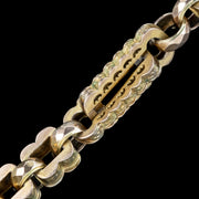 Antique Victorian Fetter Link Albert Chain 9ct Gold With T-Bar