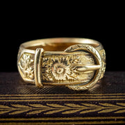 Antique Victorian Floral Buckle Band Ring Dated 1890
