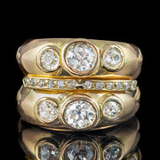 Antique Victorian French Diamond Trilogy Stack Ring 1.4ct Diamond