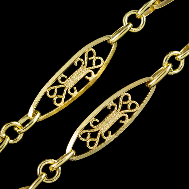 Antique Victorian French Long Guard Chain Silver 18ct Gold Gilt