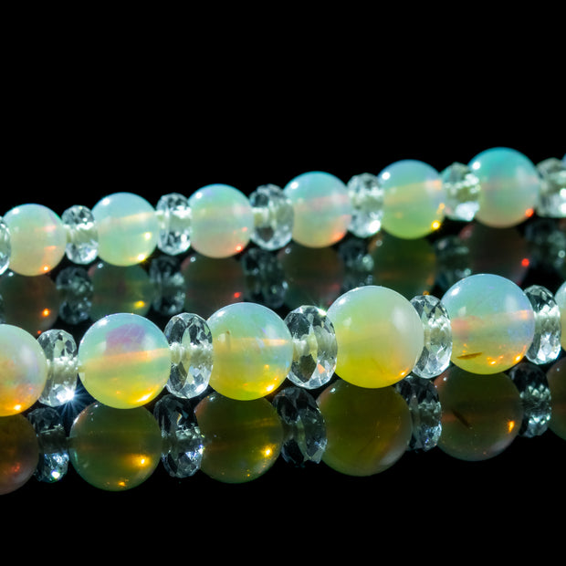 Antique Victorian French Opal Crystal Bead Necklace