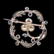 Antique Victorian French Pearl Diamond Flower Brooch Silver 18ct Gold