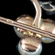 Antique Victorian French Pearl Diamond Flower Brooch Silver 18ct Gold