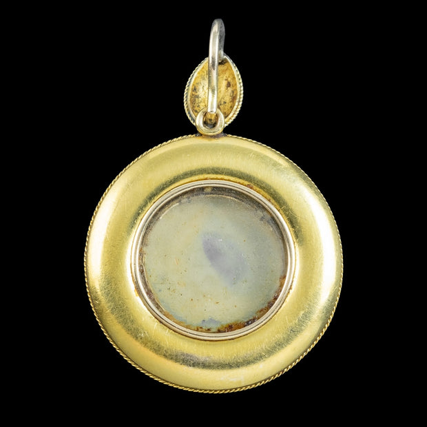 Antique Victorian Garnet Pendant Locket 15ct Gold Etruscan Revival 