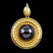 Antique Victorian Garnet Pendant Locket 15ct Gold Etruscan Revival 