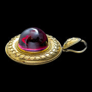 Antique Victorian Garnet Pendant Locket 15ct Gold Etruscan Revival 
