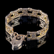 Antique Victorian Gate Bracelet 9ct Gold With Heart Padlock