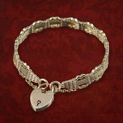 Antique Victorian Gate Bracelet 9ct Gold With Heart Padlock