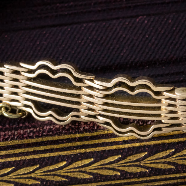 Antique Victorian Gate Bracelet 9ct Gold With Heart Padlock