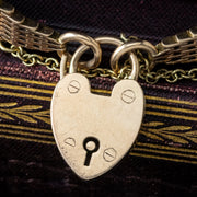 Antique Victorian Gate Bracelet 9ct Gold With Heart Padlock