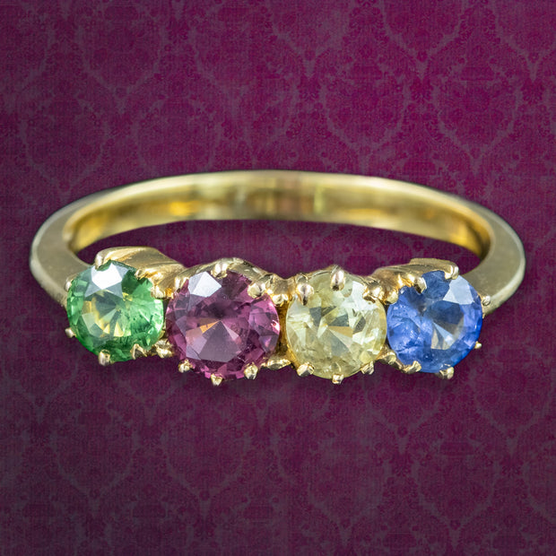 Antique Victorian Gemstone Harlequin Ring